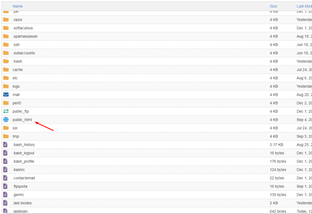 cpanel public html folder